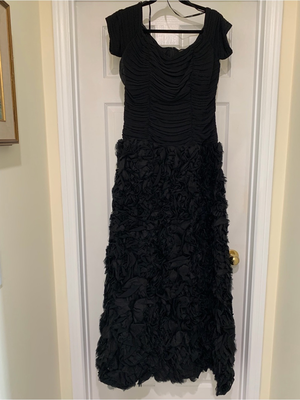 Tadashi Shoji Black Ruffled Maxi Dress